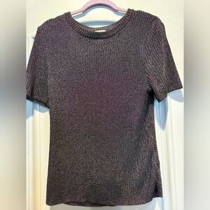 H&M Rib Knit Shimmering Gunmetal Knit Top Size XL